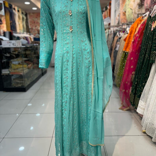 Aqua Green Maxi Dress - Long Length Women's Dress for Casual Wear