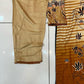 ELWC-009 Kottrai wool 3 piece printed suit with wool shawl orange and cream clothing