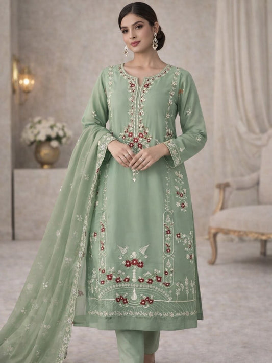 Sage green beaded outfit (AghaNoor inspired) EL0AG6