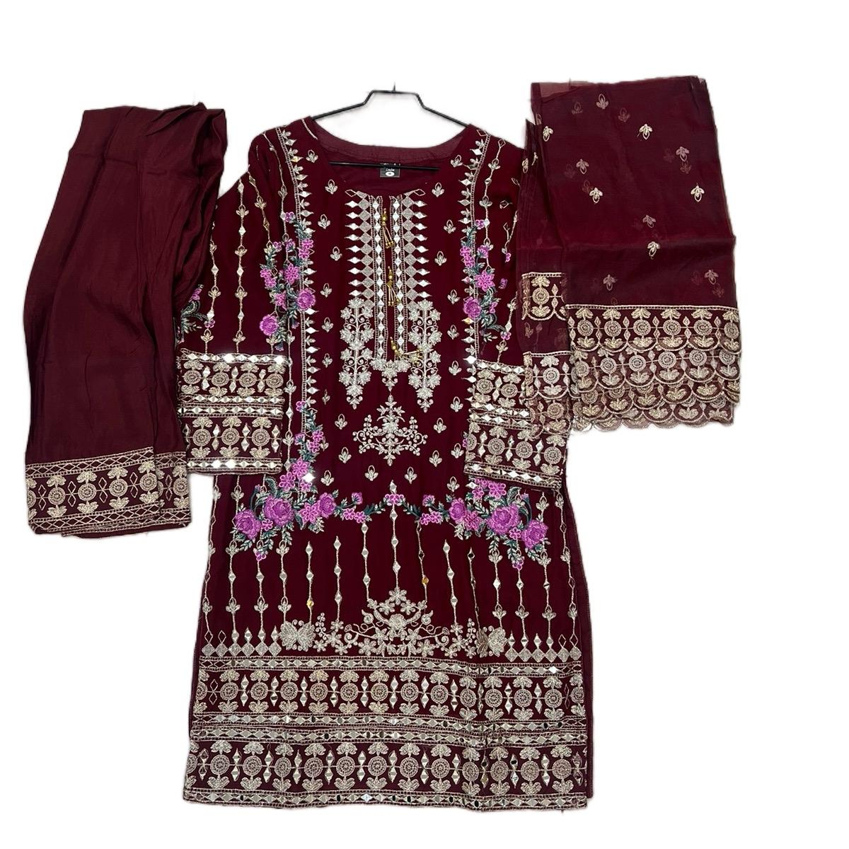 3 Piece Maroon Fancy Wear - Womenswear - ELRR105