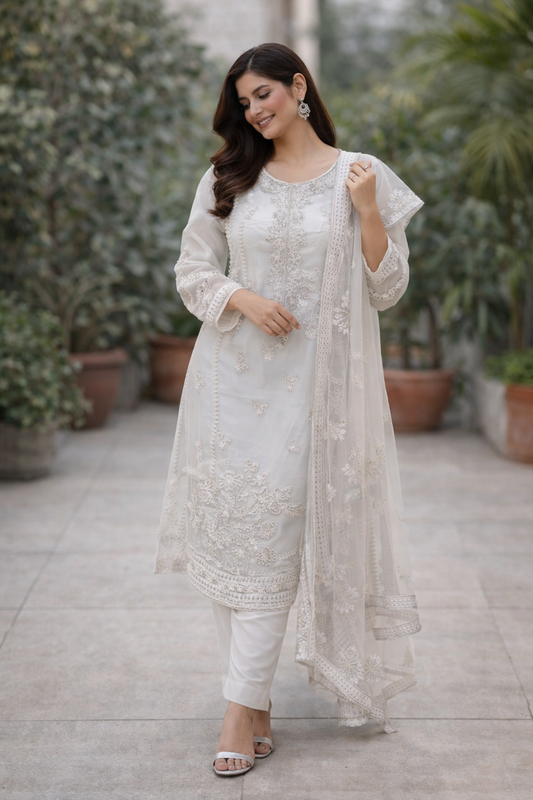 White Embellished Work - Formal Wear