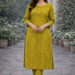 Lime Green Satin Silk 2 Pc Formal Wear - ELRR013
