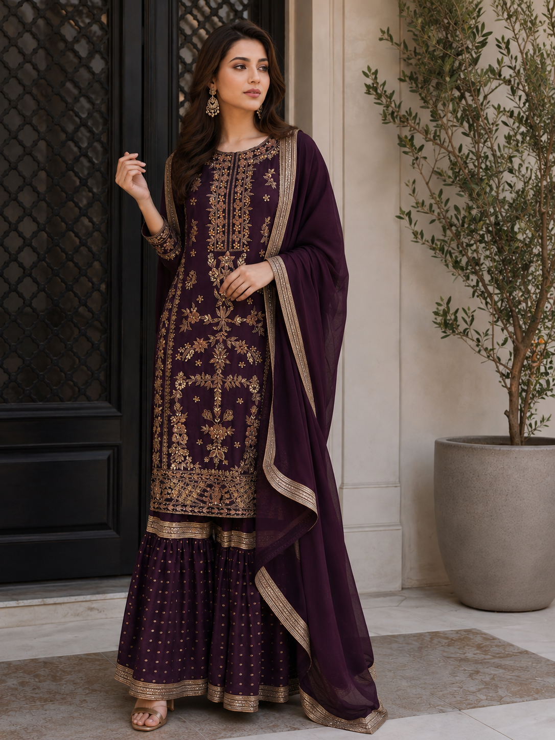 Plum Party Wear-EL03PP