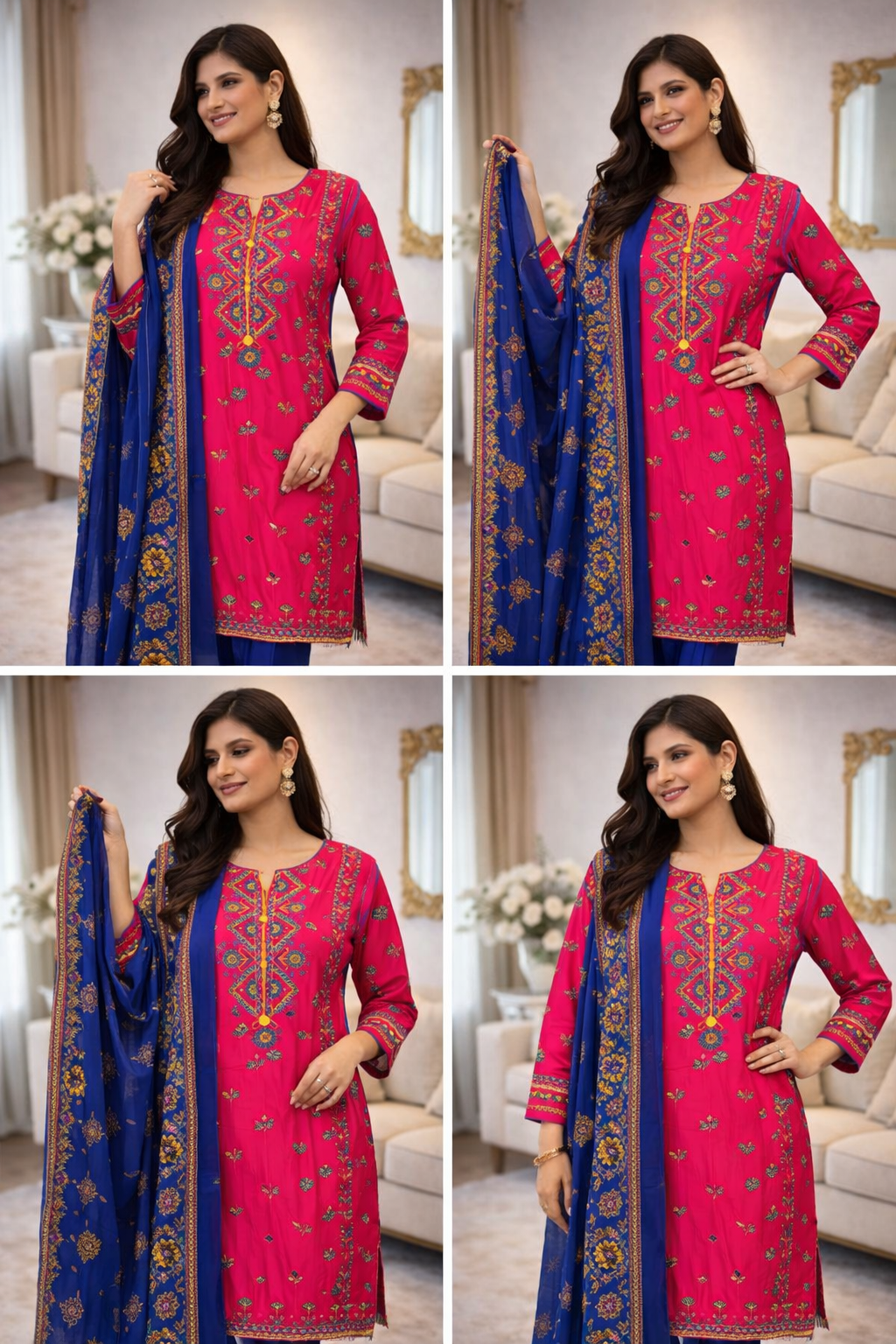 Shaposh Designer Suit in Pink and Blue | Last Change to Buy women suit.