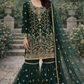 Bottle green heavy beaded Gharara (ELGGHG7)