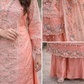 Mariam's Original Peach 3 Pc Formal Wear with Embellished Bead Work and Thread Work