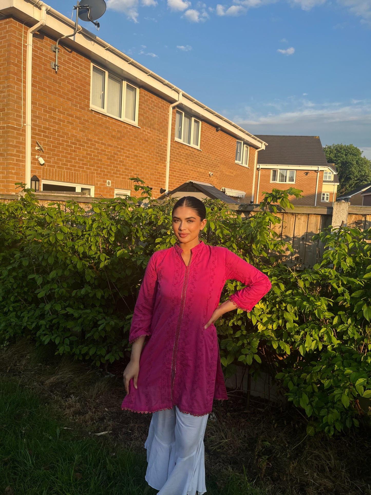 Shocking Pink 1 Pc Chikankari Kurta