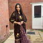 Purple Velvet Outfit with Golden Work - 3 PC - ELRR082