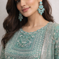 Aqua Frock Style Heavily Embellished Formal Wear