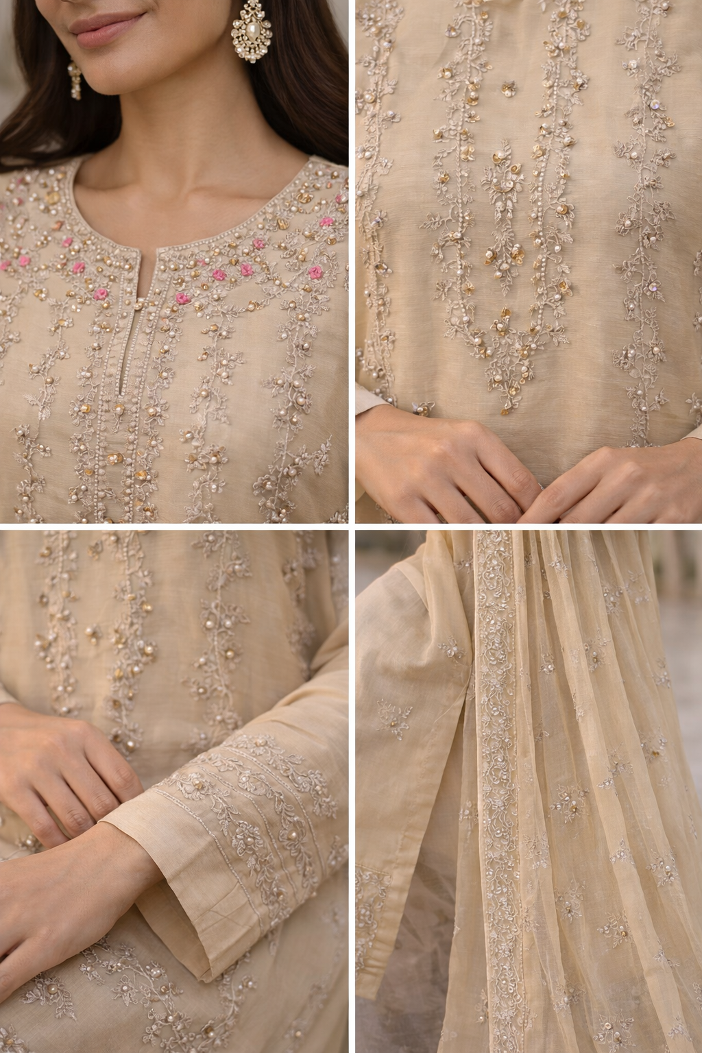 Beige beaded outfit EL0AG5
