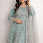 Aqua Frock Style Heavily Embellished Formal Wear