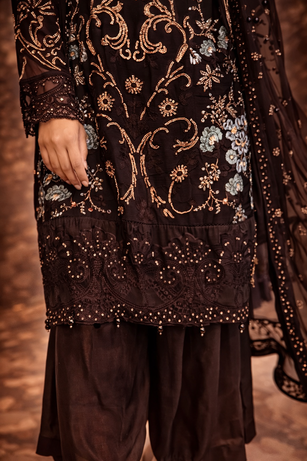 Meher-e- siyaah: Black Beaded outfit- ELBB02