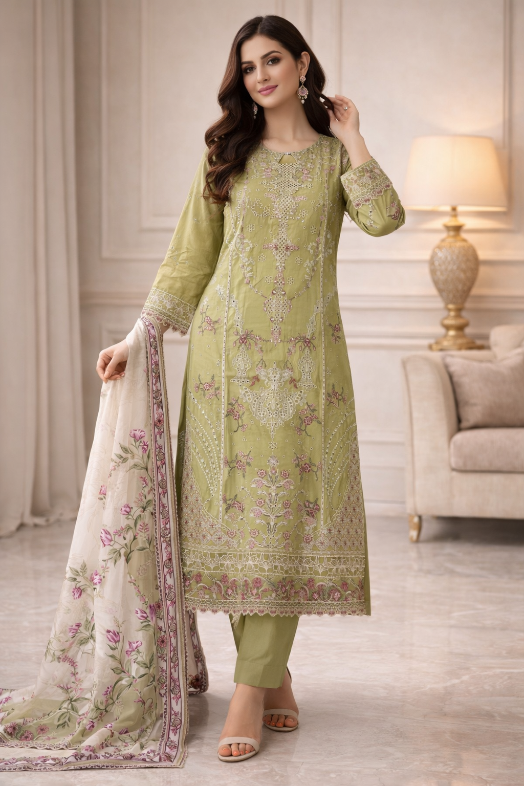 Tawakkal Designer green outfit (EL05T) Eid wear