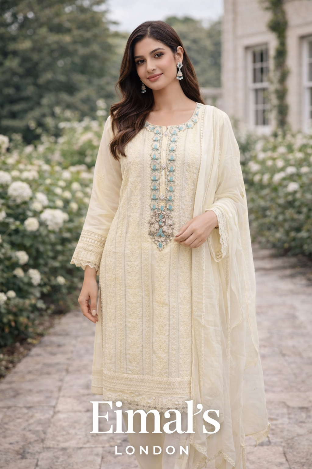 Off White - Thread Work Eid Outfit - ELRR133