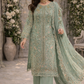Light sage green heavy beaded outfit (EL0H9)
