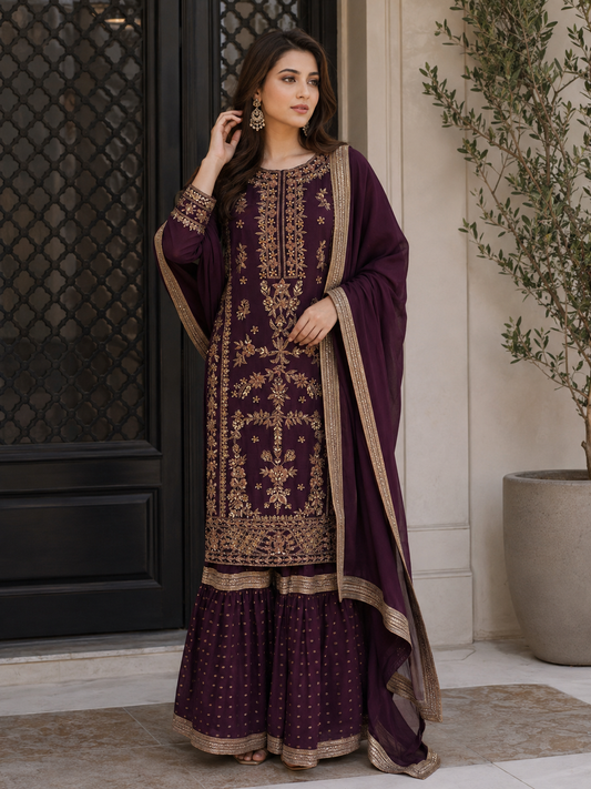 Plum Party Wear-EL03PP