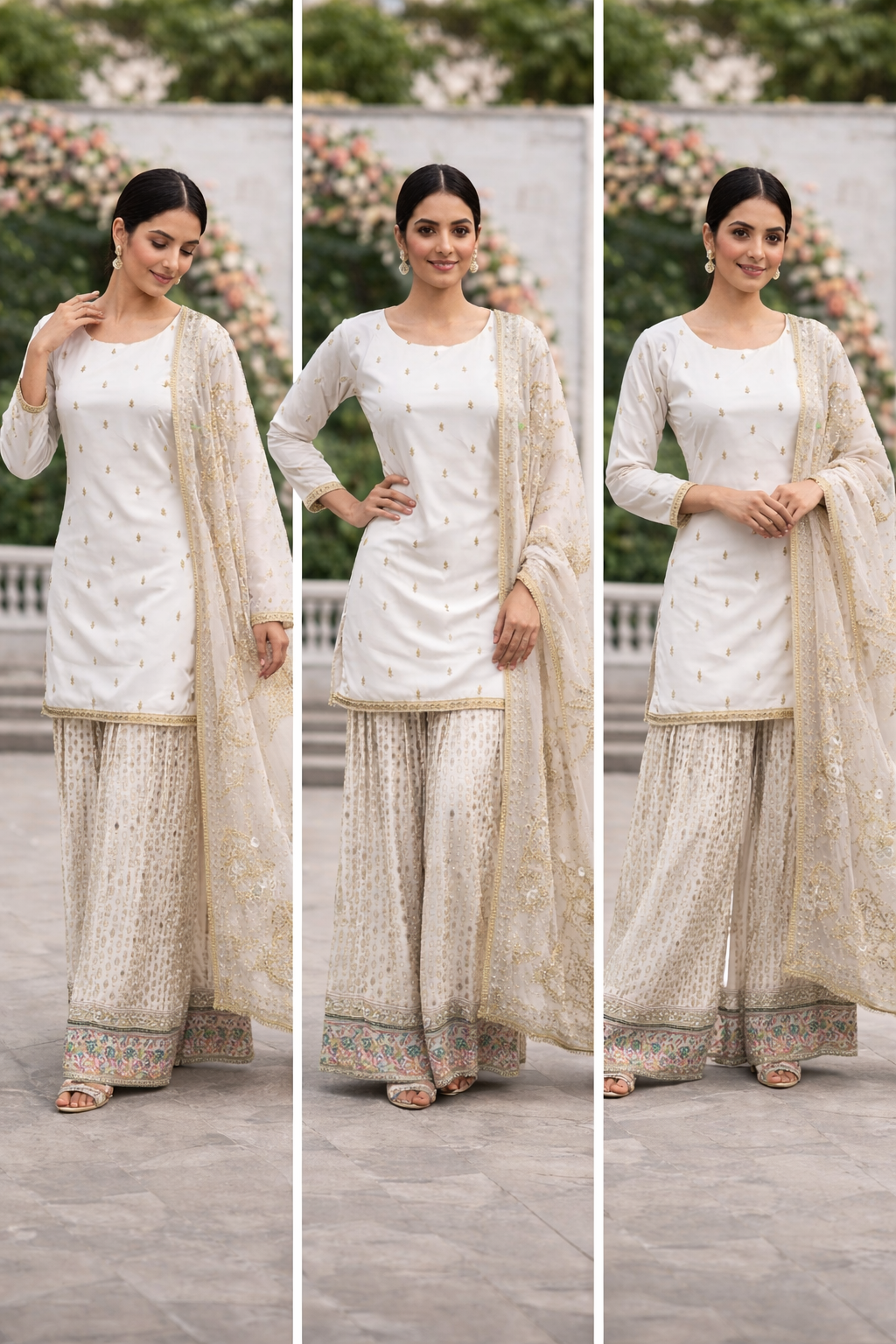 White Silk Lengha Mehndi Outfit for Women