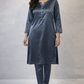 2 pieces velvet suit in grey colour |  ELWC-006 Womenswear asian clothing