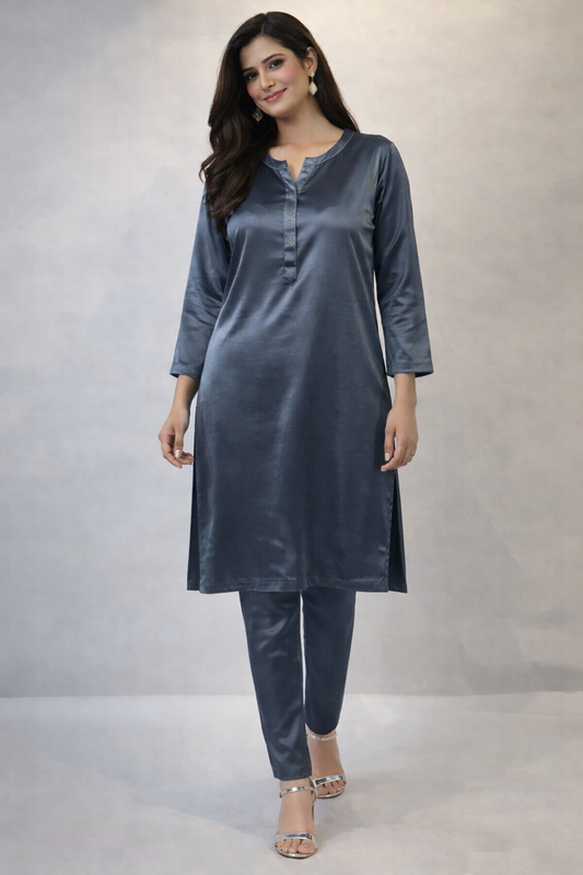 2 pieces velvet suit in grey colour |  ELWC-006 Womenswear asian clothing