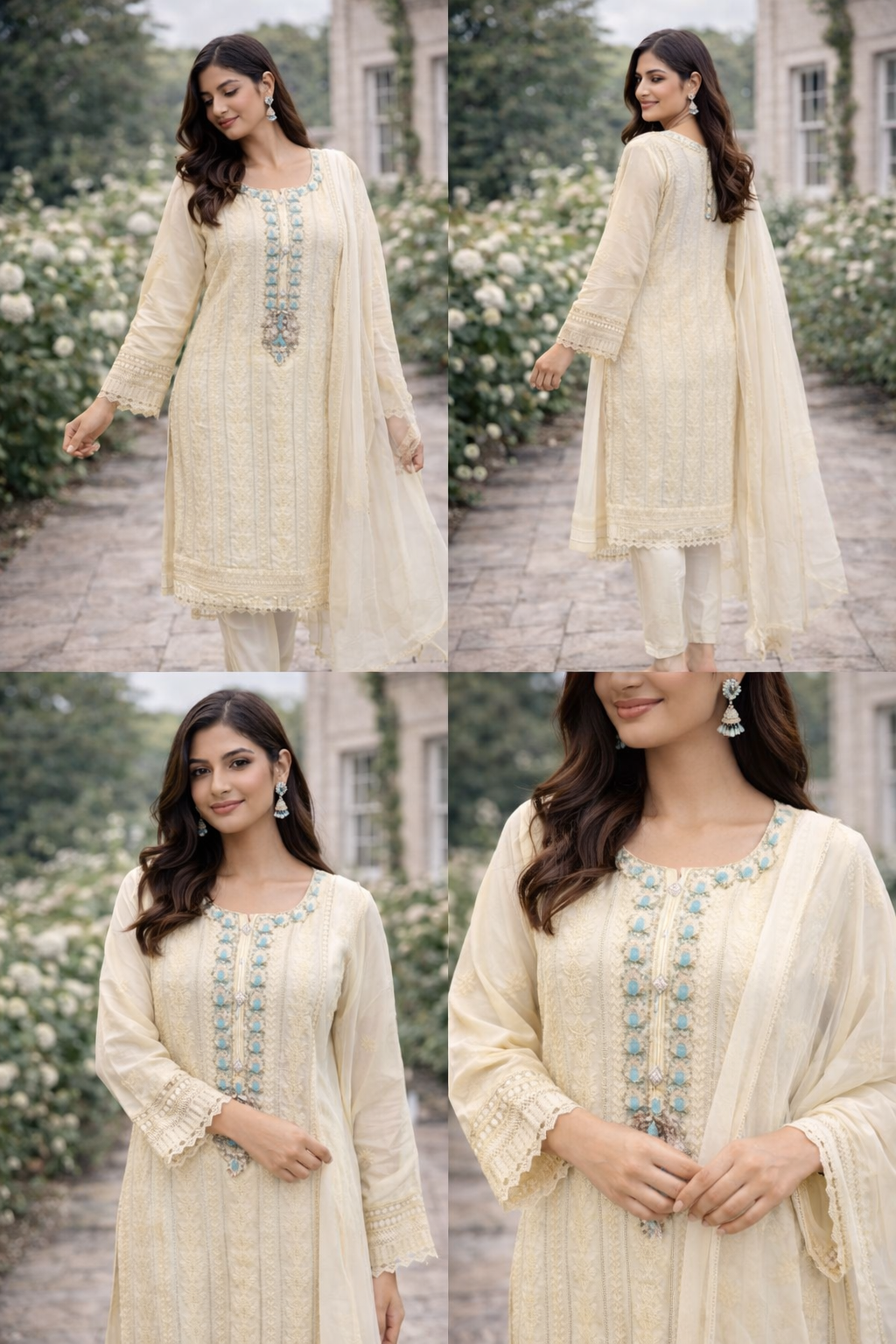 Off White - Thread Work Eid Outfit - ELRR133