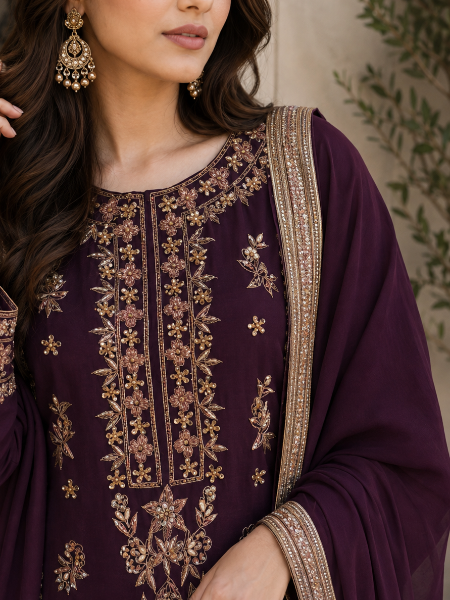 Plum Party Wear-EL03PP