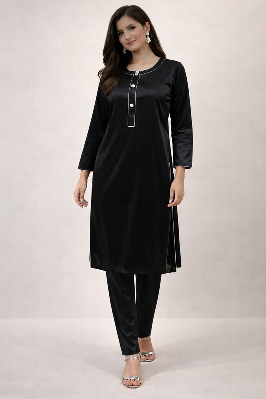 ELWC-003 Women's Velvet Two-Piece Winter Suit in Black -  Comfort wear