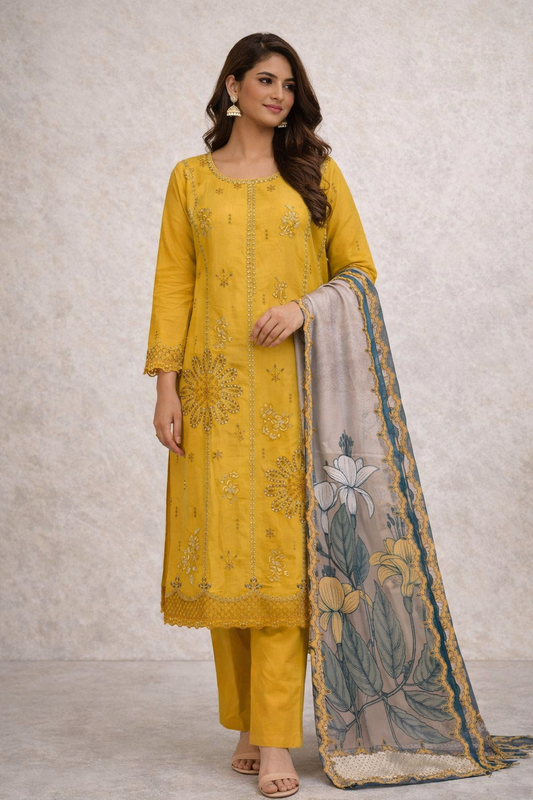 Tawakkal Mustard 3pc outfit (EL08T)
