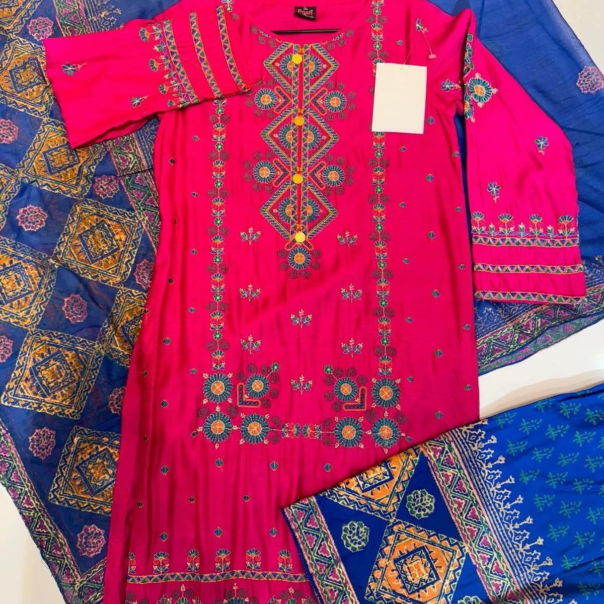 Shaposh Designer Suit in Pink and Blue | Last Change to Buy women suit.