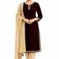 Velvet 3 piece Formal Wear in Maroon and Skin Fancy suit