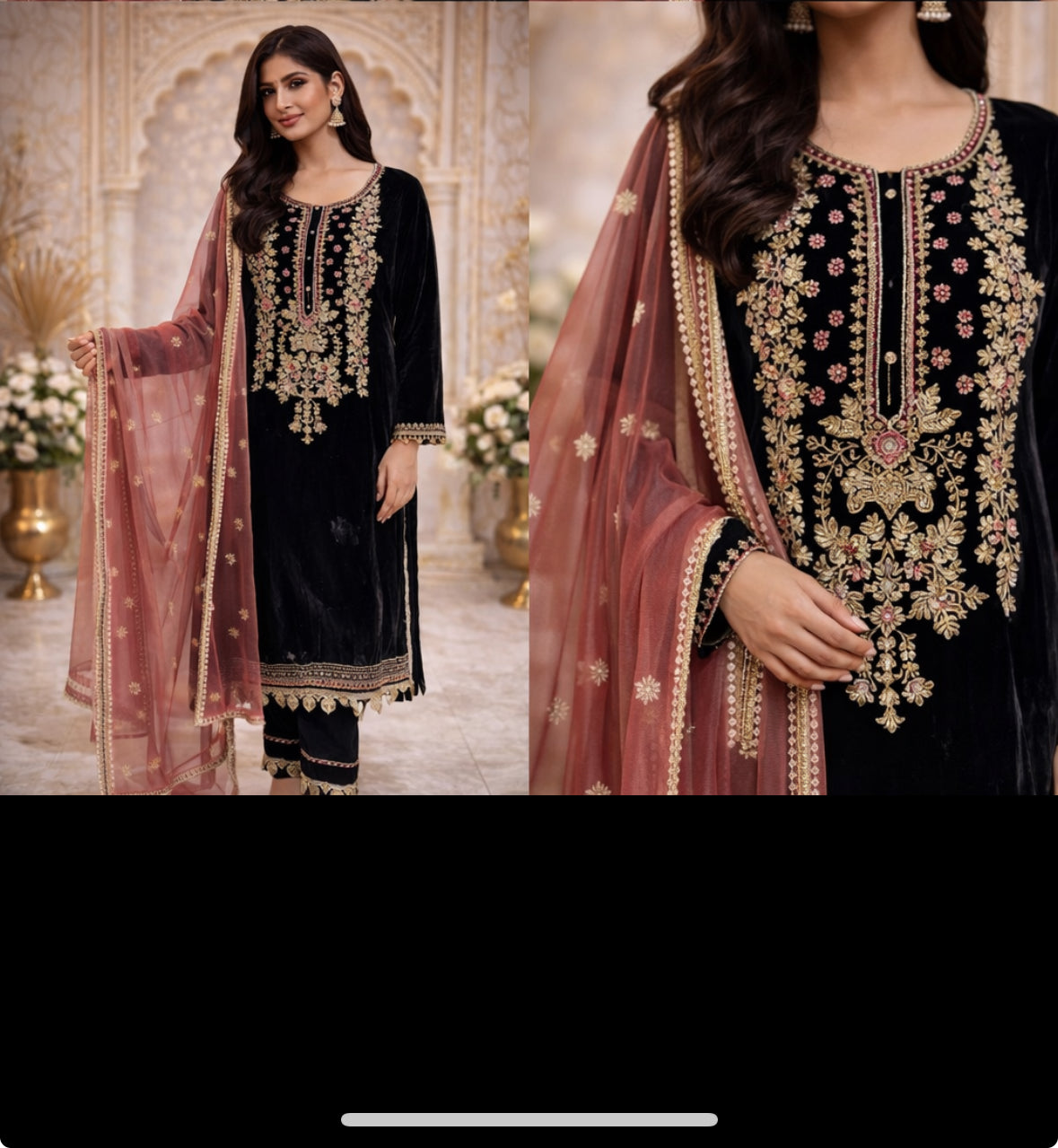 Velvet Formal Wear with bead and thread work ELVT01