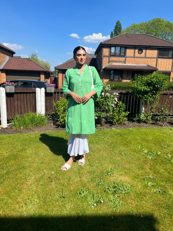 Parrot Green 1 Pc Chikankari Kurta