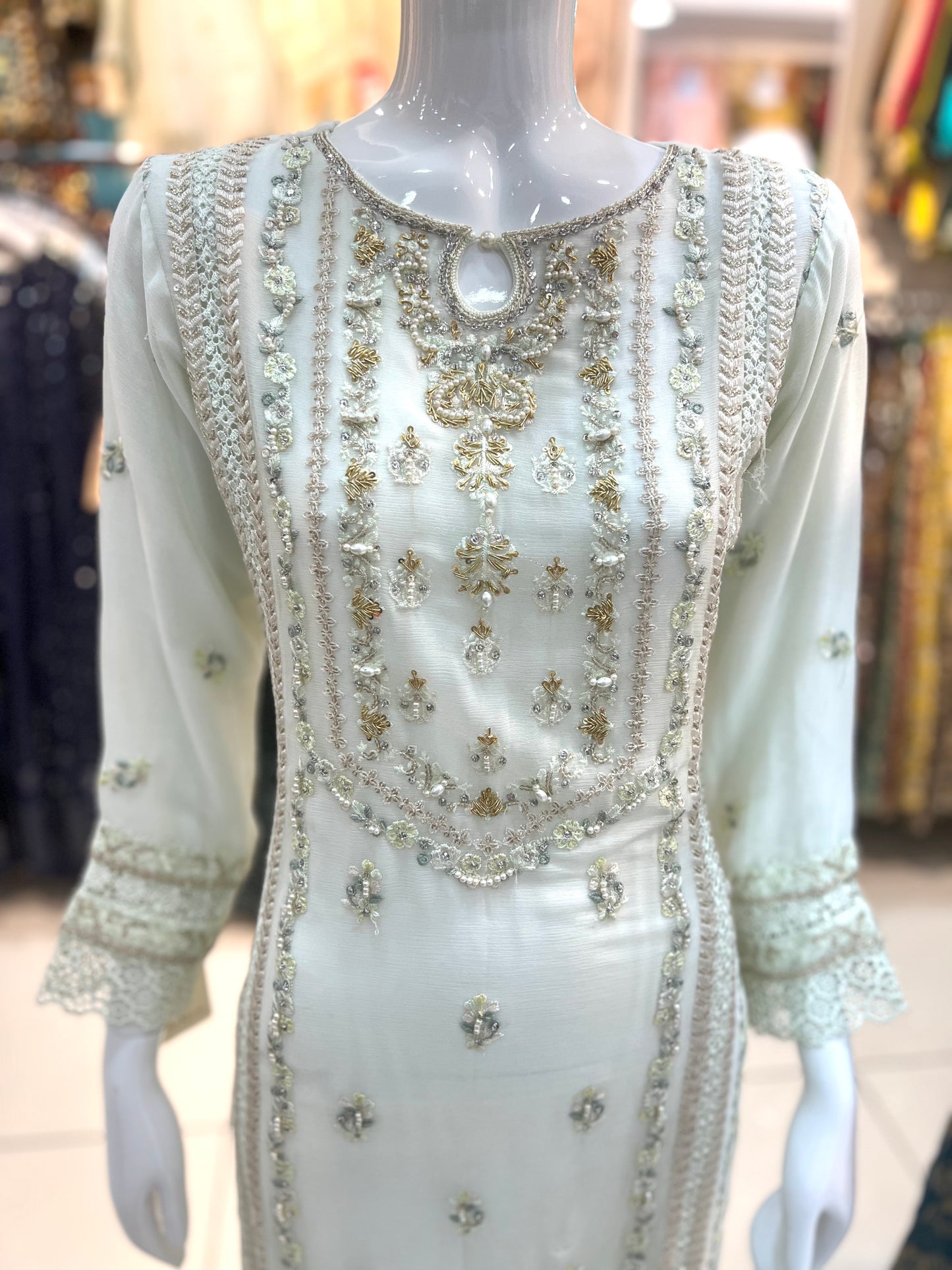 Agha Noor Light Mint Formal Wear - ELAN002