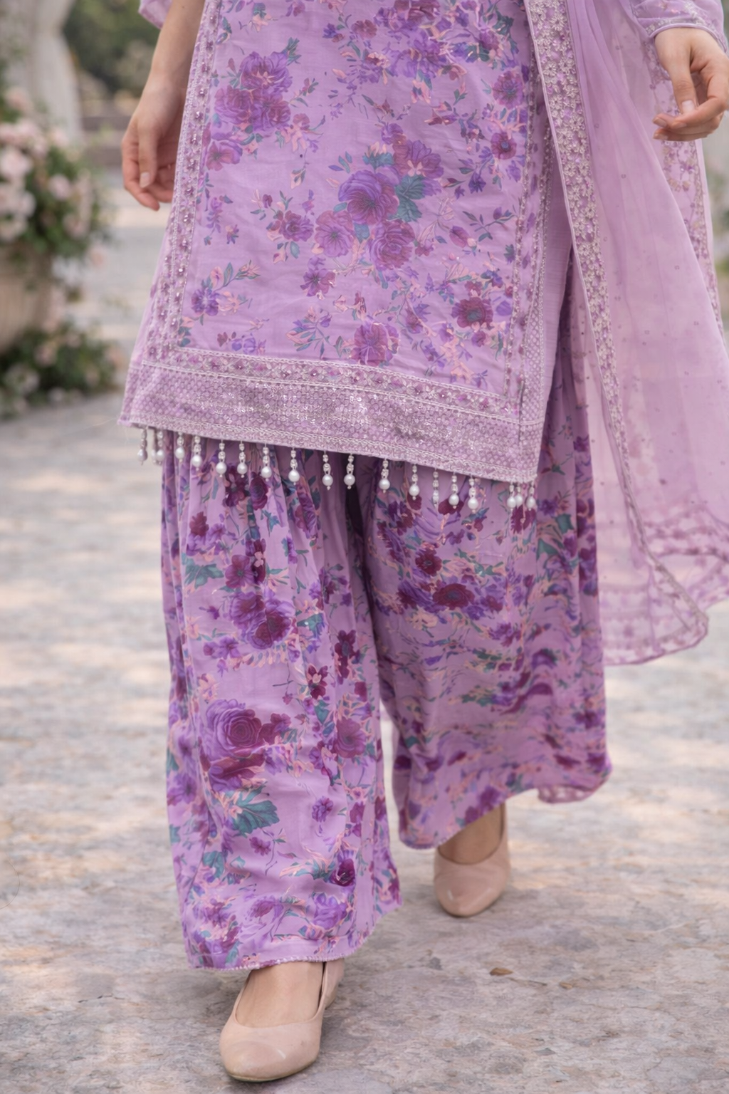 Purple Gharara outfit: Floral Reverie (EL0PG)