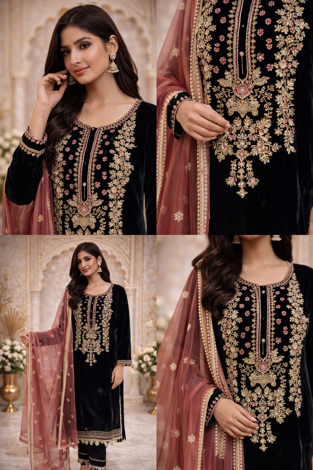 Velvet Formal Wear with bead and thread work ELVT01