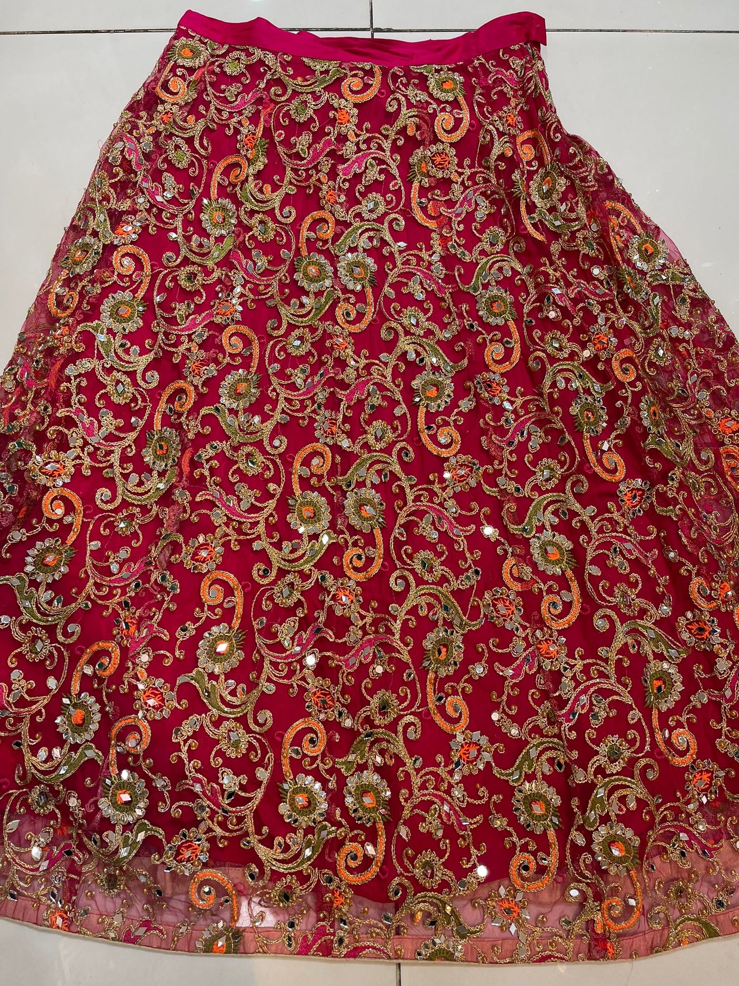 Heavy Embroidered Mehndi Lehngas (Multi) in Various Colors - ELRR124