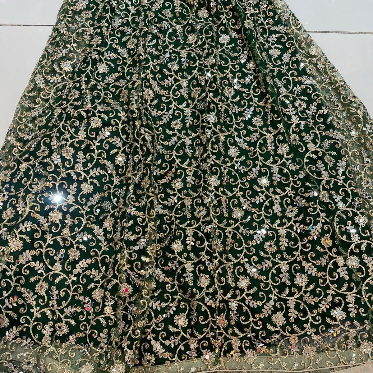 Heavy mehndi Lehnga | covered with Embroidery and Mirror Work in Golden - ELRR100