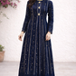 Navy Blue Maxi Formal Wear - 3 PC - ELRR067