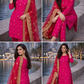 Satin Silk 3 piece Outfit in Pink with Net Dupatta