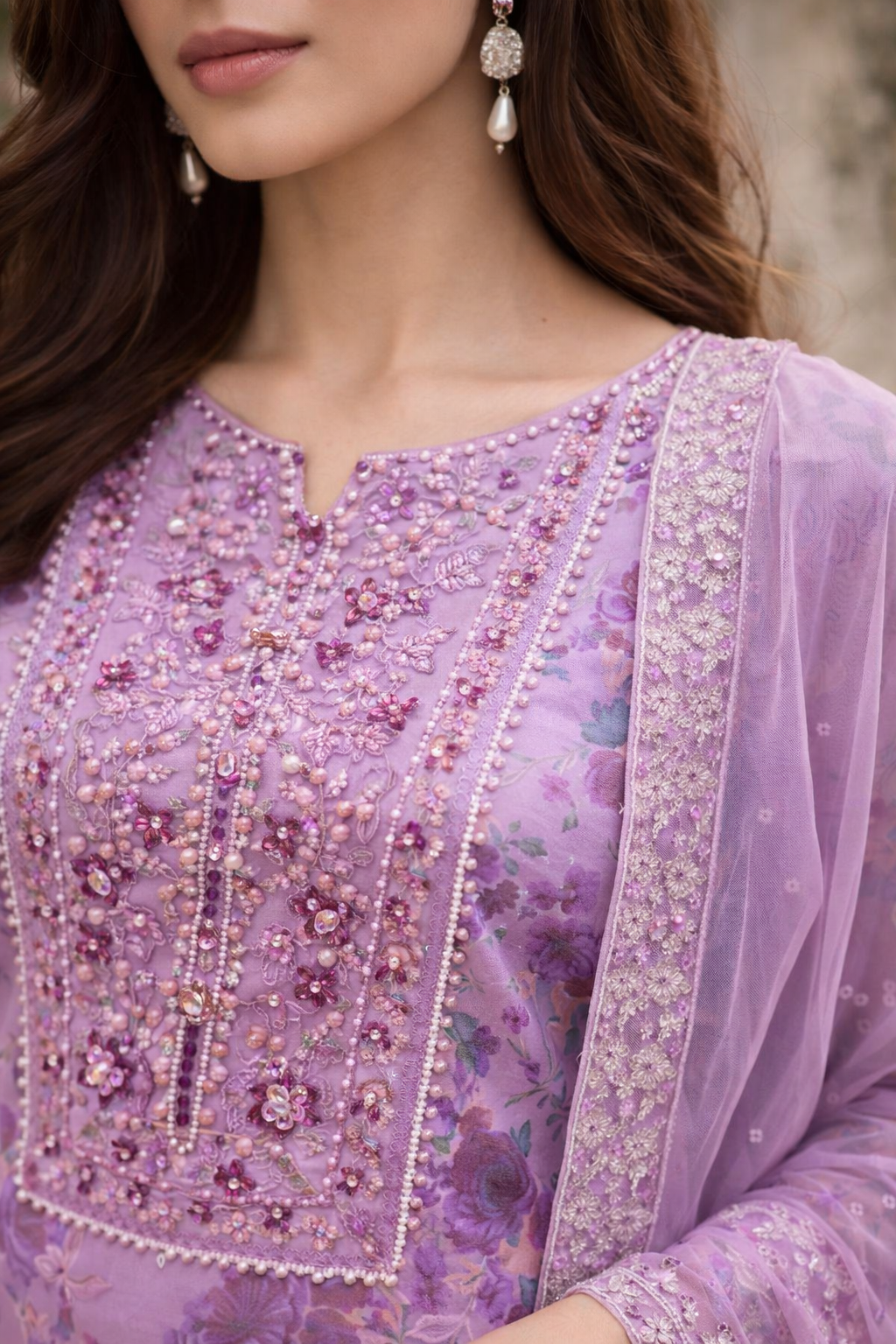 Purple Gharara outfit: Floral Reverie (EL0PG)