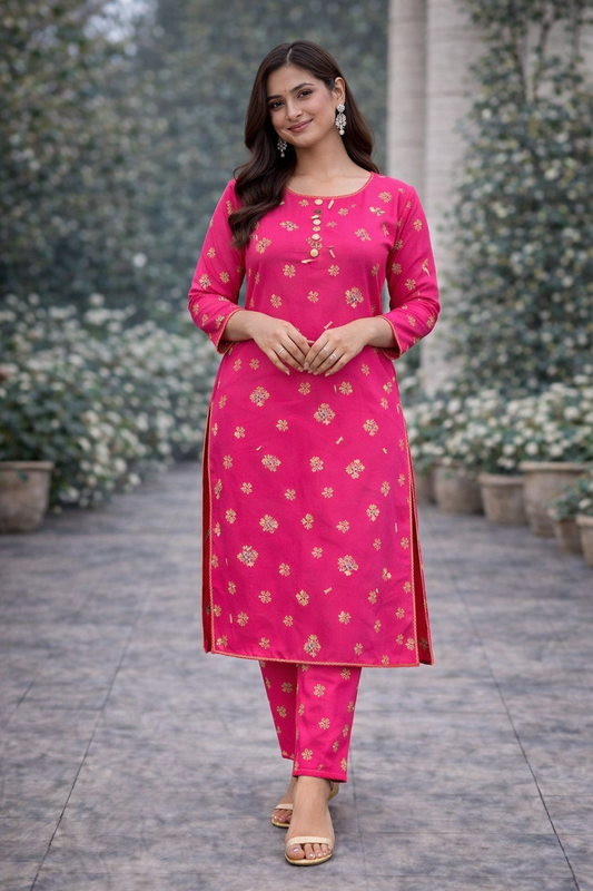 2 Piece Satin Silk Outfit Pink Lady