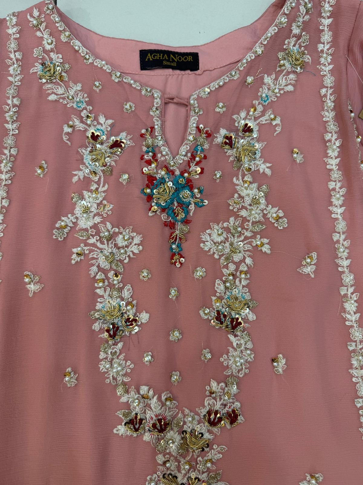 Pink light beaded outfit Agha-Noor (EL0AG1)