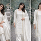 White Fully Embellished with Bead work and plazo style trousers - 3 PC - ELRR095