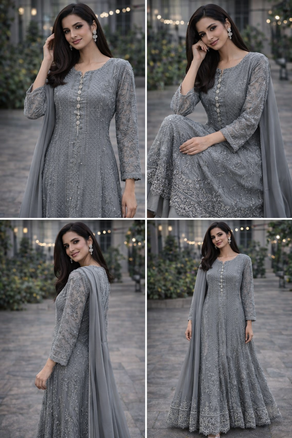 Grey Long Maxi Dress - ELRR032