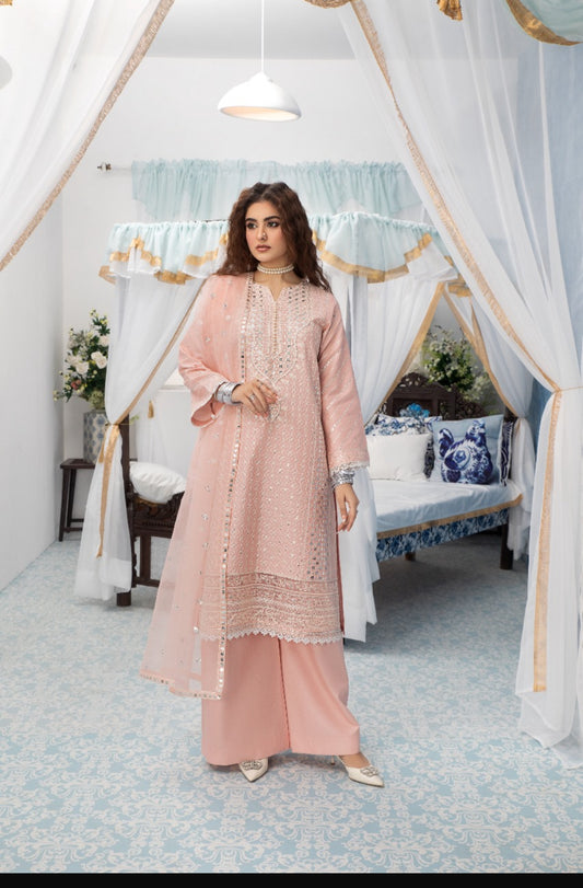 Peachy pink 3 pc cotton outfit (EL0PWT)