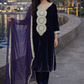 Velvet 3 Piece Suit | Purple with Beautiful Lace Work Womenswear