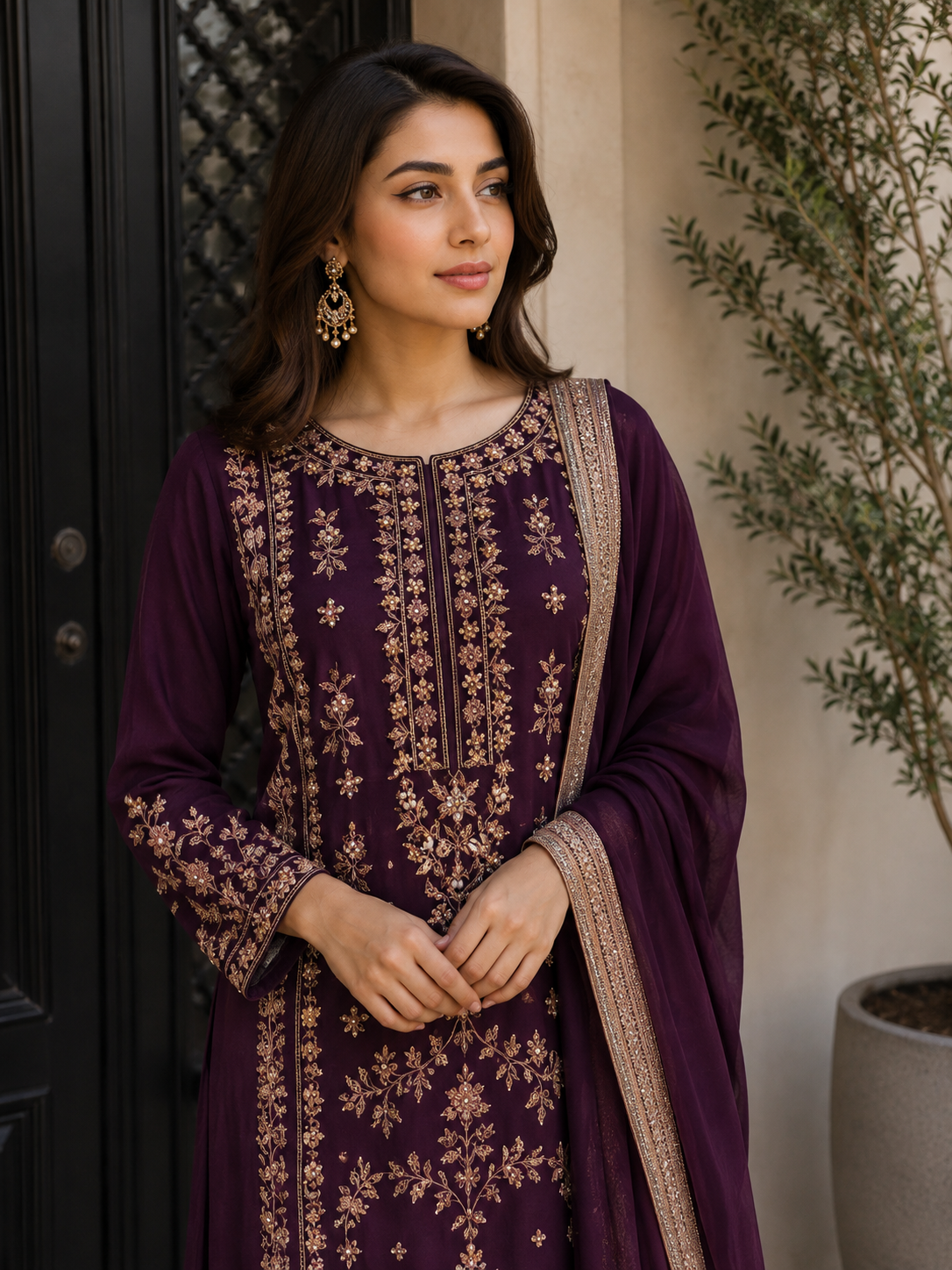 Plum Party Wear-EL03PP
