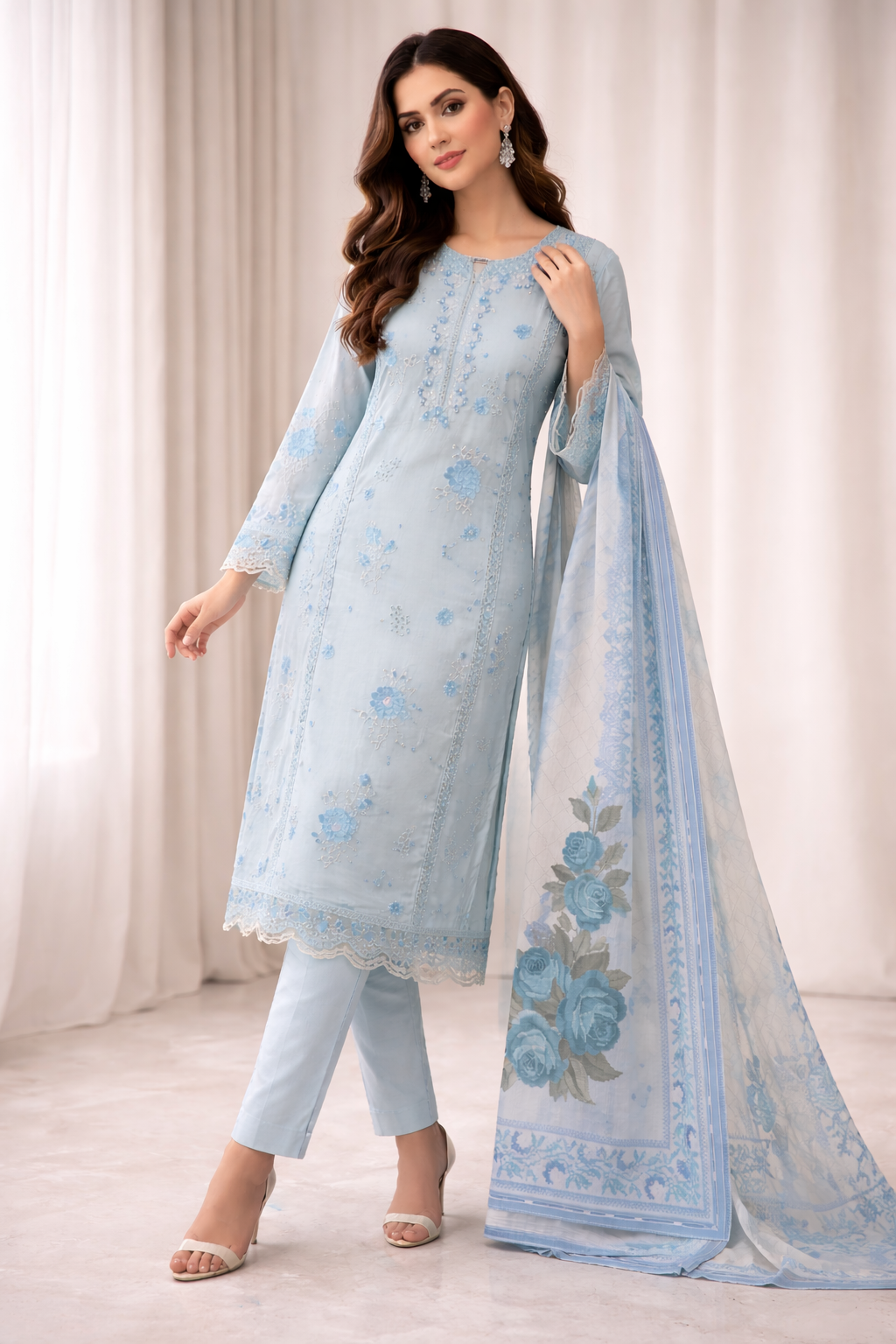 Tawakkal Designer light blue outfit (EL03T) Eid wear