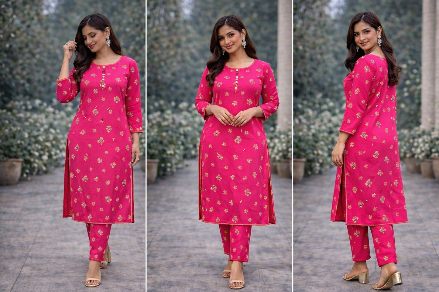 2 Piece Satin Silk Outfit Pink Lady
