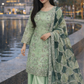 Pista Green Orgenza Embellished Dress - Formal Wear