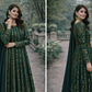 Bottle Green Maxi  Dress formal wear with Golden Work - 3 PC - ELRR097
